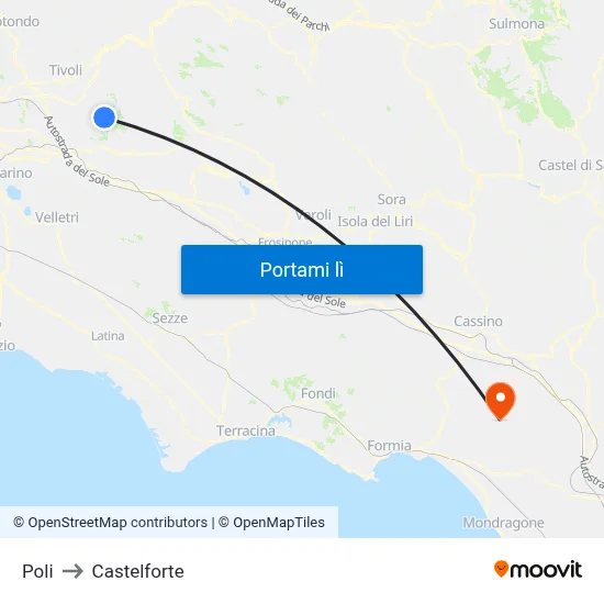 Poli to Castelforte map
