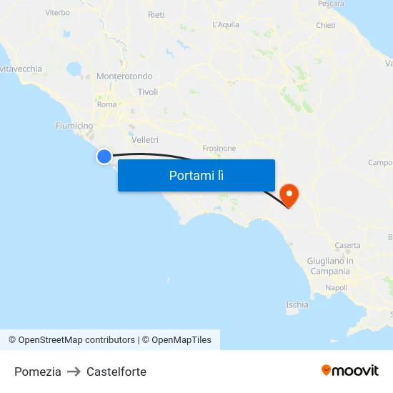 Pomezia to Castelforte map