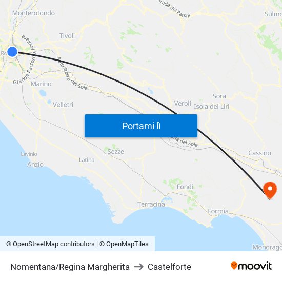 Nomentana/Regina Margherita to Castelforte map