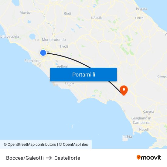 Boccea/Galeotti to Castelforte map