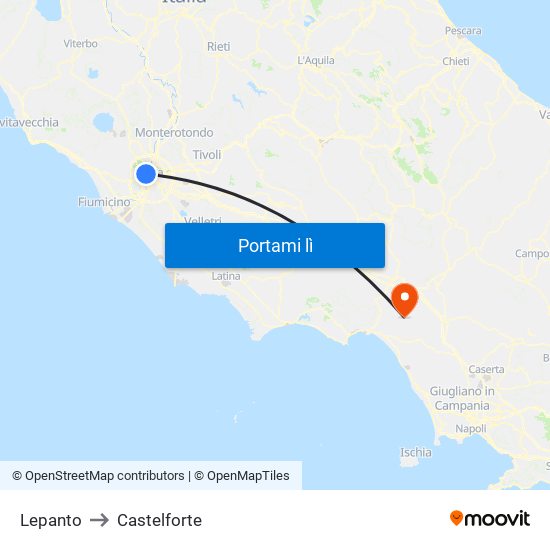 Lepanto to Castelforte map