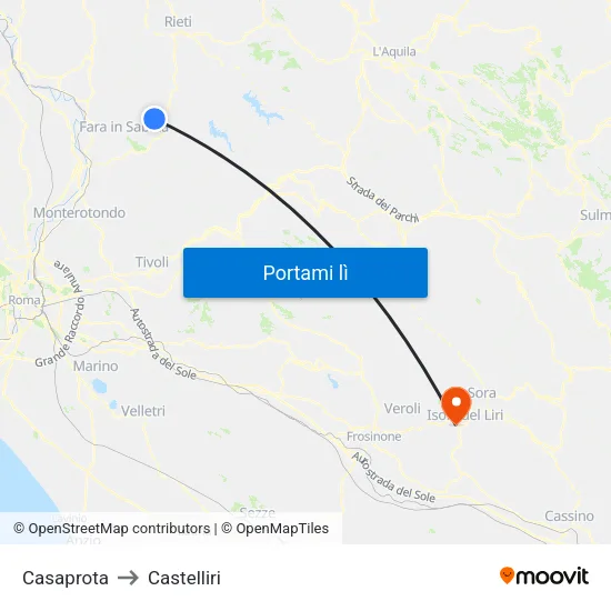 Casaprota to Castelliri map