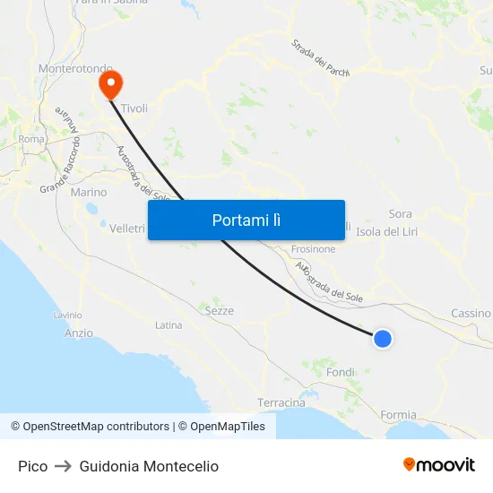 Pico to Guidonia Montecelio map
