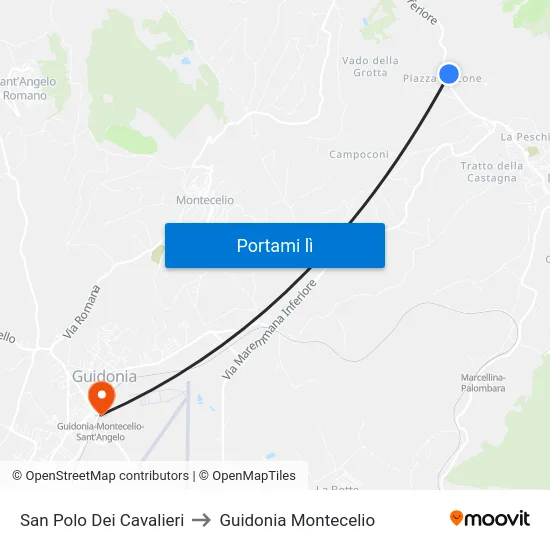 San Polo Dei Cavalieri to Guidonia Montecelio map