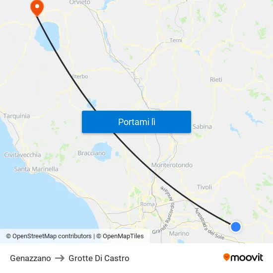 Genazzano to Grotte Di Castro map