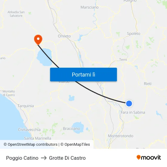 Poggio Catino to Grotte Di Castro map