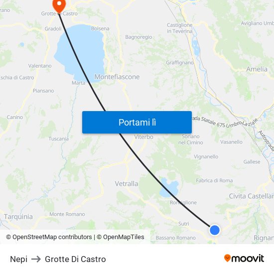 Nepi to Grotte Di Castro map