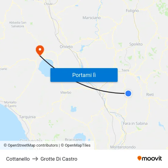 Cottanello to Grotte Di Castro map