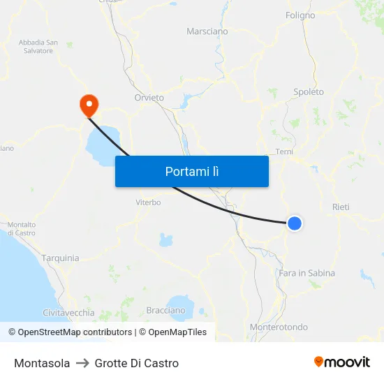 Montasola to Grotte Di Castro map