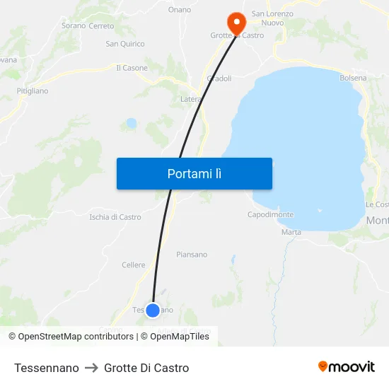 Tessennano to Grotte Di Castro map