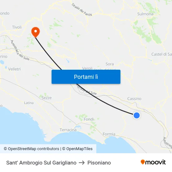 Sant' Ambrogio Sul Garigliano to Pisoniano map