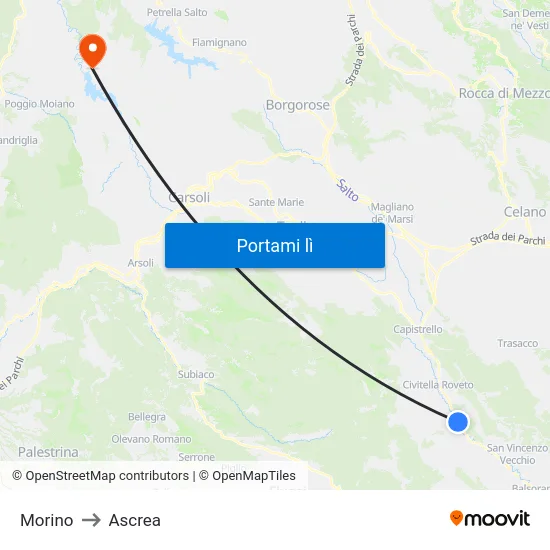 Morino to Ascrea map
