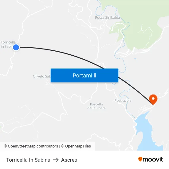 Torricella In Sabina to Ascrea map