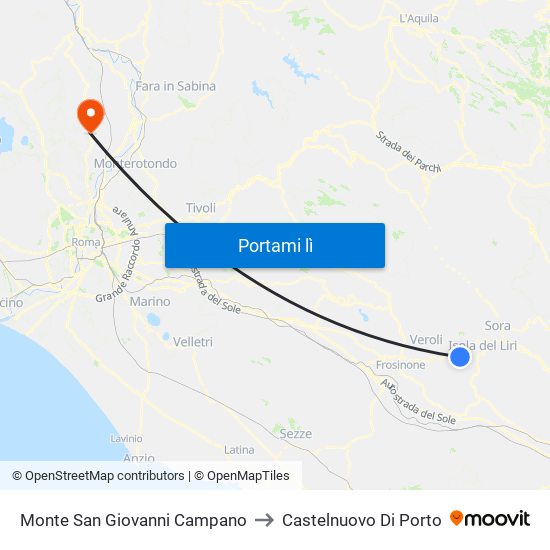 Monte San Giovanni Campano to Castelnuovo Di Porto map