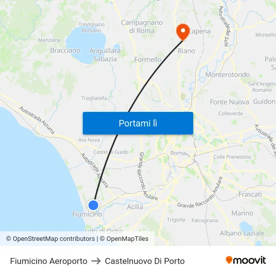 Fiumicino Aeroporto to Castelnuovo Di Porto map