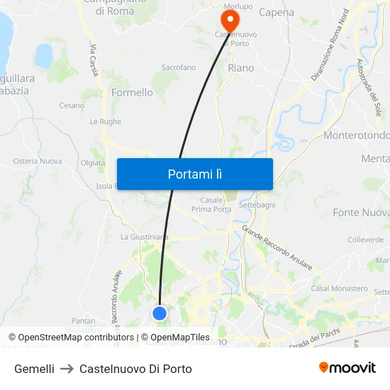 Gemelli to Castelnuovo Di Porto map