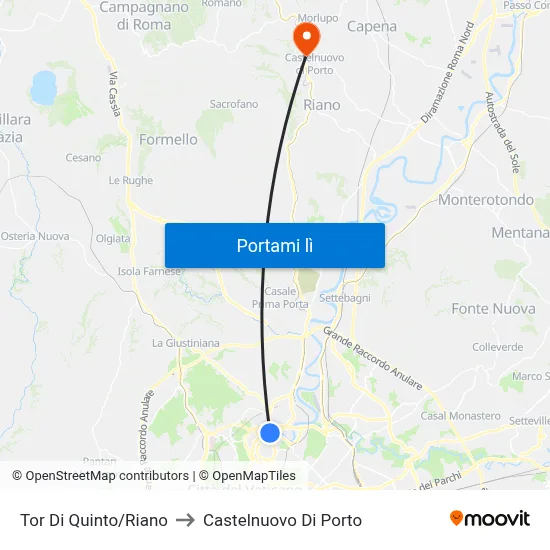 Tor Di Quinto/Riano to Castelnuovo Di Porto map