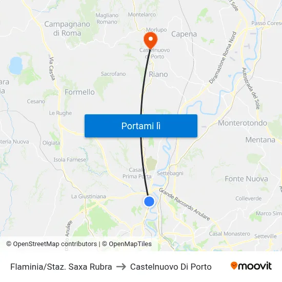 Flaminia/Staz. Saxa Rubra to Castelnuovo Di Porto map
