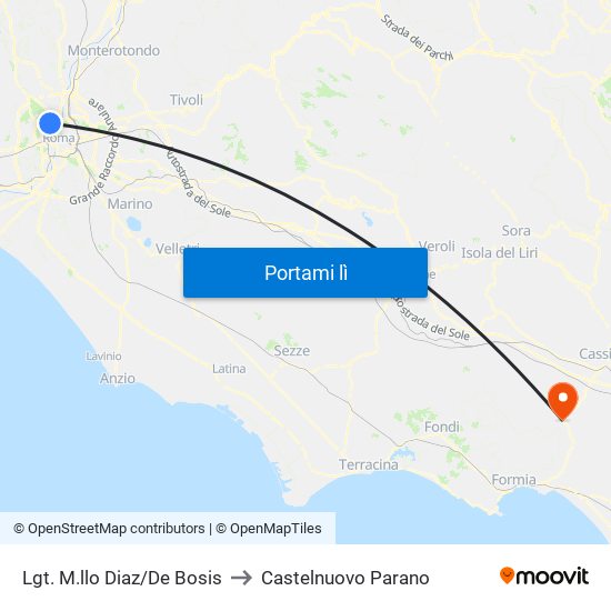 Lgt. M.llo Diaz/De Bosis to Castelnuovo Parano map