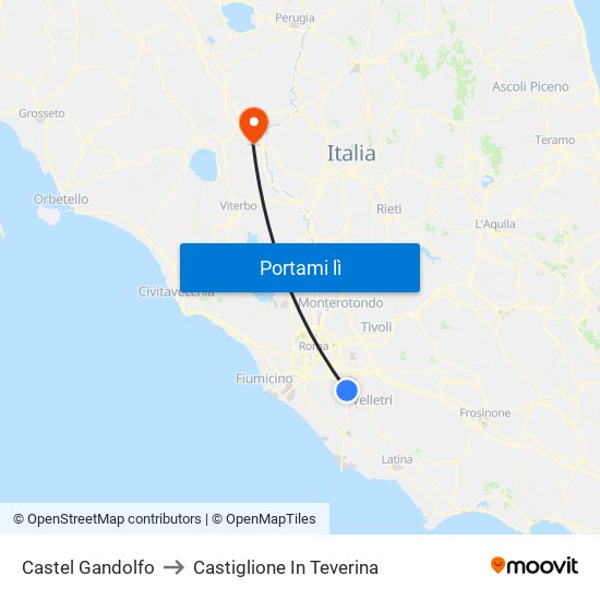 Castel Gandolfo to Castiglione In Teverina map