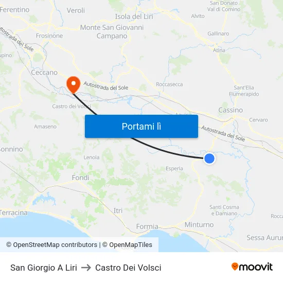San Giorgio A Liri to Castro Dei Volsci map