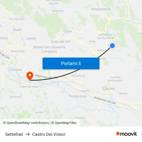 Settefrati to Castro Dei Volsci map