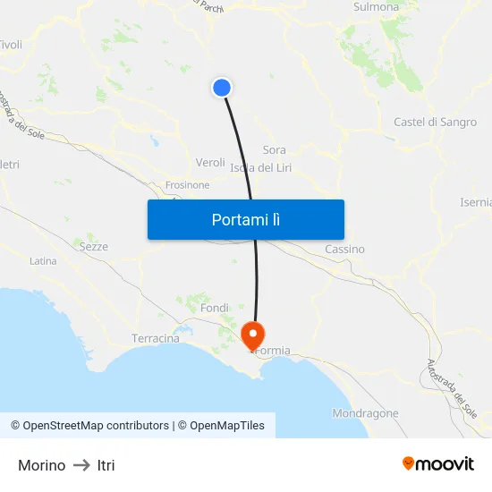 Morino to Itri map