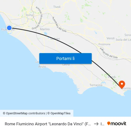 Rome Fiumicino Airport "Leonardo Da Vinci" (Fco) to Itri map