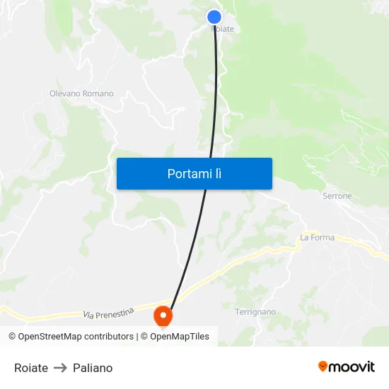 Roiate to Paliano map