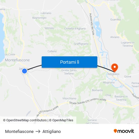 Montefiascone to Attigliano map