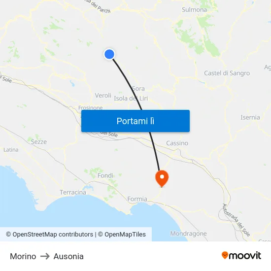 Morino to Ausonia map