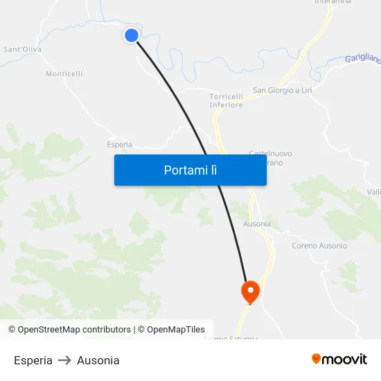 Esperia to Ausonia map