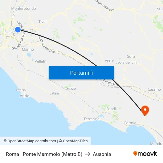 Roma | Ponte Mammolo (Metro B) to Ausonia map