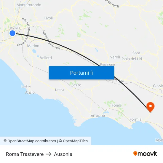 Roma Trastevere to Ausonia map
