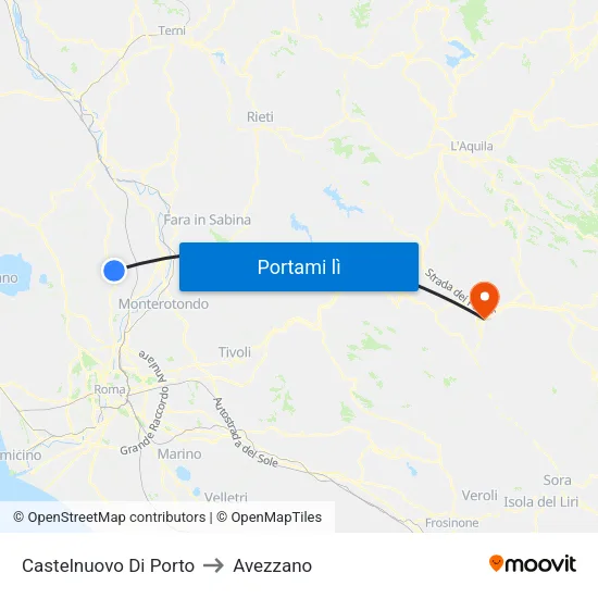 Castelnuovo Di Porto to Avezzano map