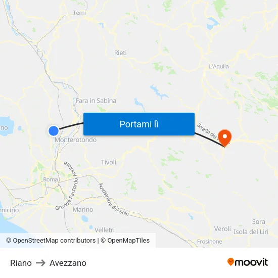 Riano to Avezzano map