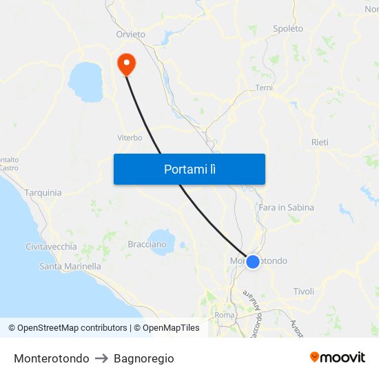 Monterotondo to Bagnoregio map