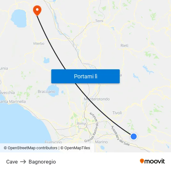 Cave to Bagnoregio map