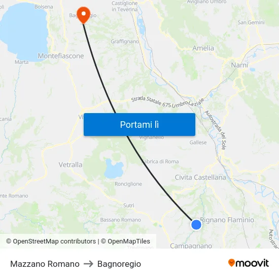 Mazzano Romano to Bagnoregio map