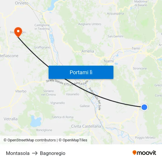 Montasola to Bagnoregio map