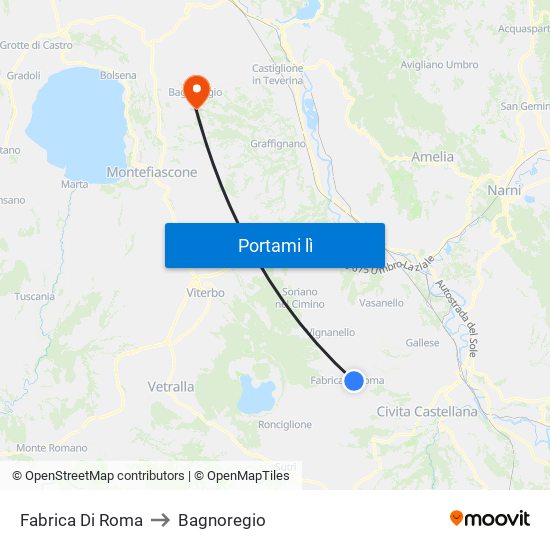 Fabrica Di Roma to Bagnoregio map