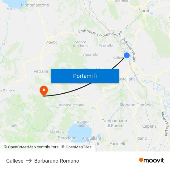 Gallese to Barbarano Romano map