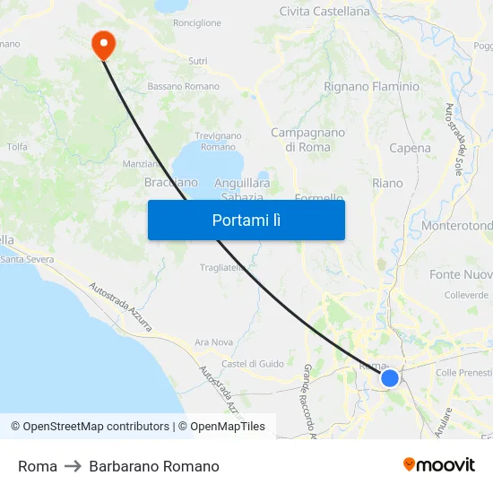 Roma to Barbarano Romano map