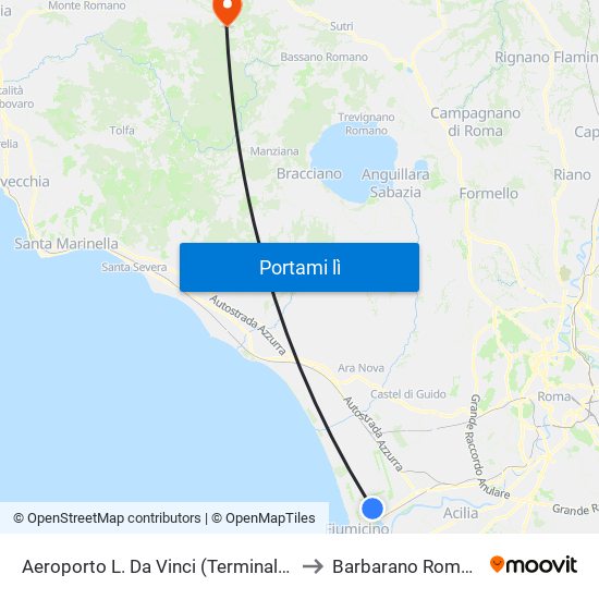 Aeroporto L. Da Vinci (Terminal T2) to Barbarano Romano map