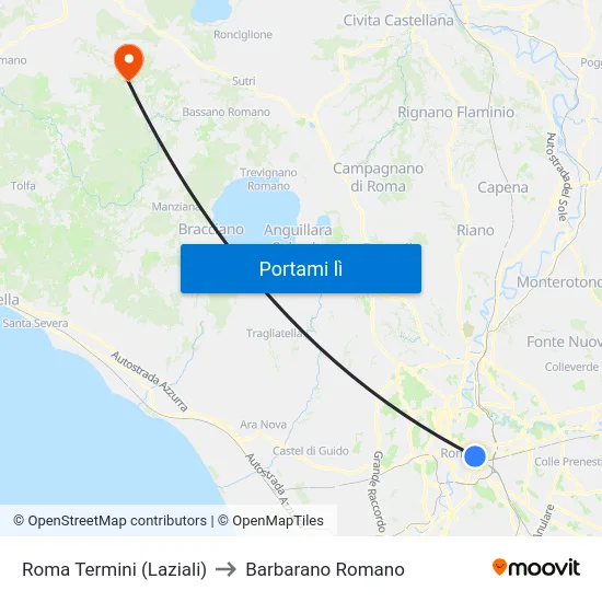 Roma Termini (Laziali) to Barbarano Romano map