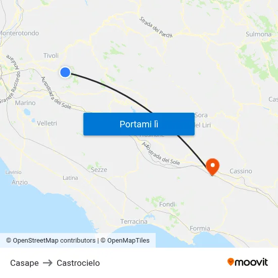 Casape to Castrocielo map