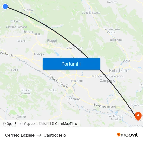 Cerreto Laziale to Castrocielo map