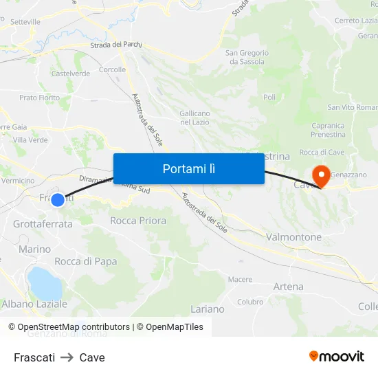 Frascati to Cave map