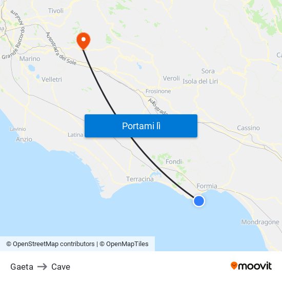 Gaeta to Cave map