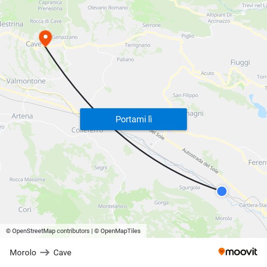 Morolo to Cave map